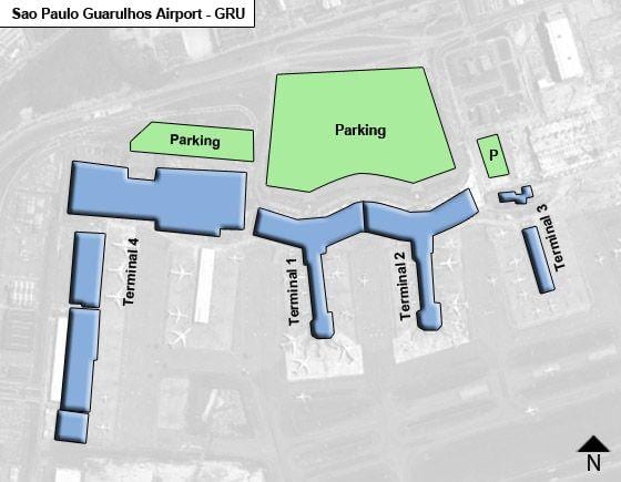 Sao Paulo guarulhos international terminal lotniska mapie