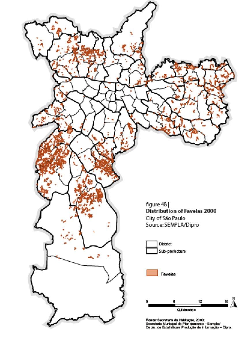 mapa Sao Paulo фавелами