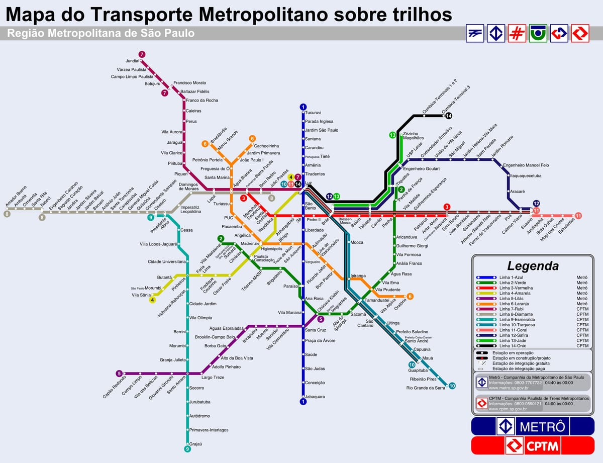 Sao Paulo tramwaj mapie