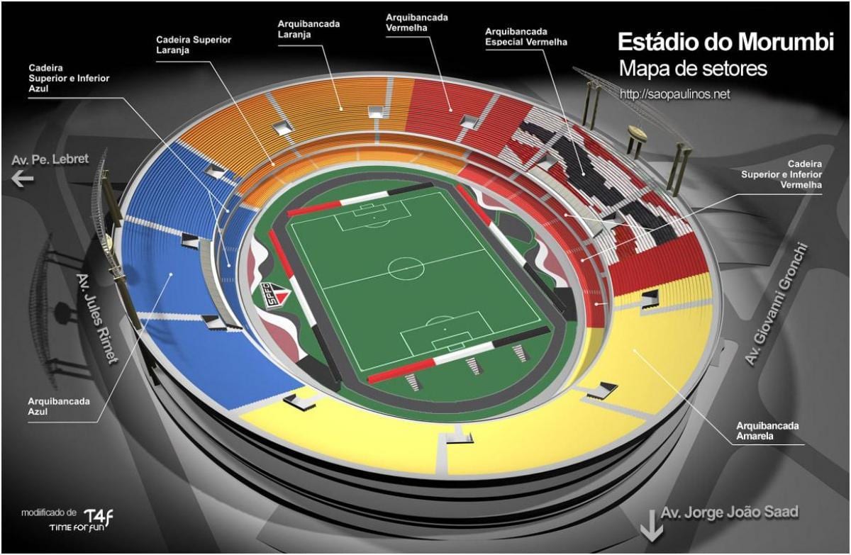 Stadion w Sao Paulo mapie