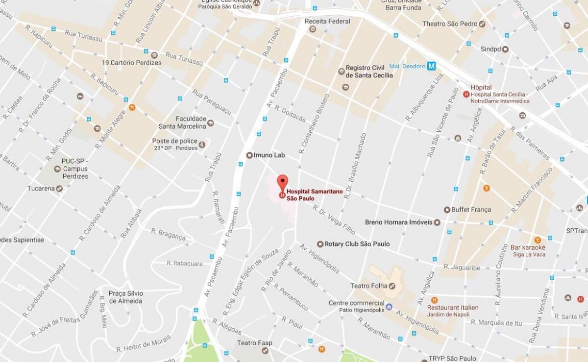 Szpitala w Sao Paulo mapie
