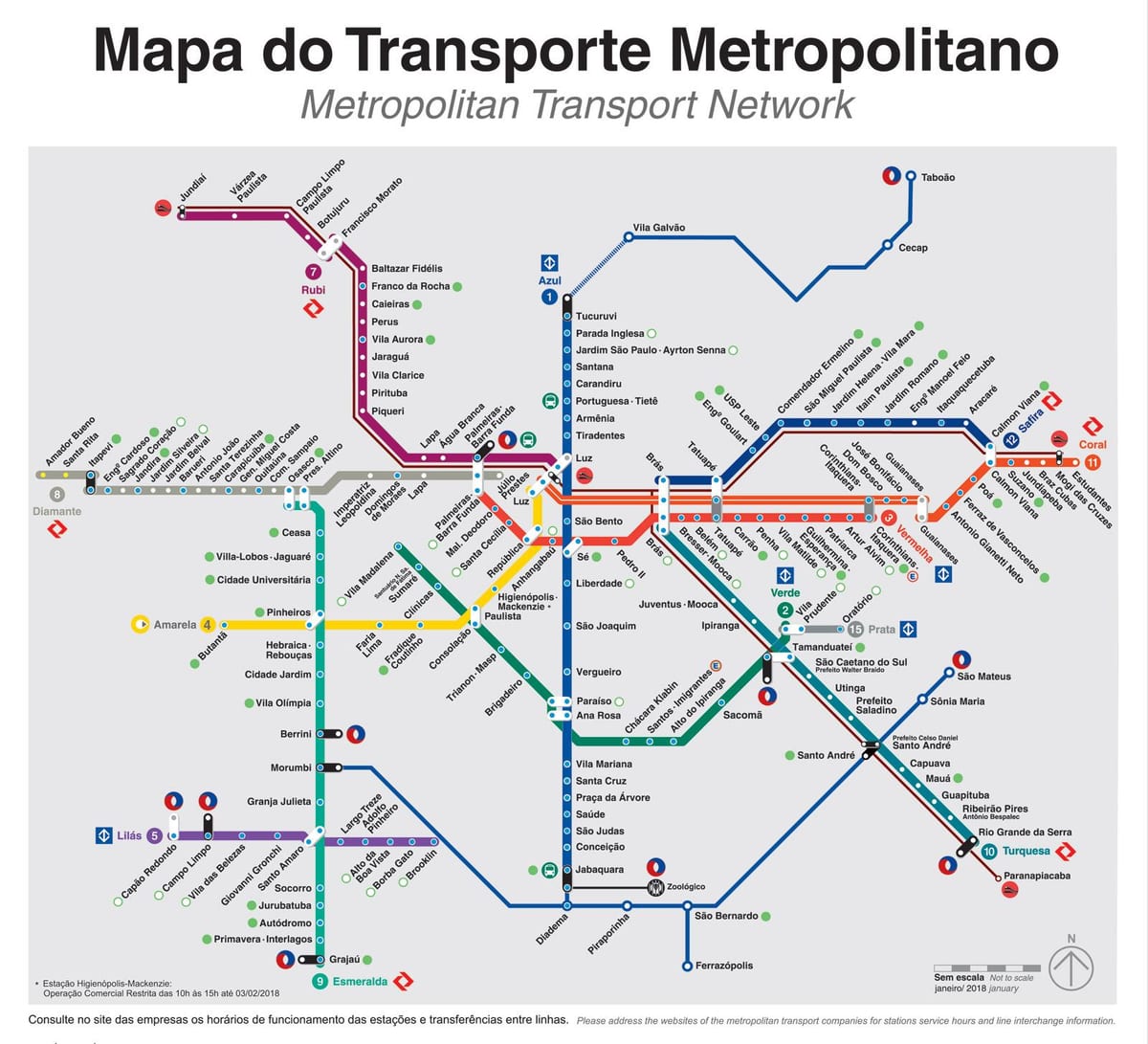 Sao Paulo transportowej mapie