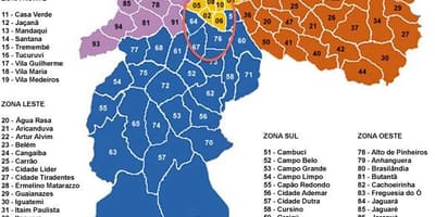 Dzielnice San Paulo mapie