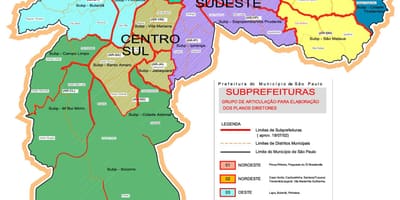 Dzielnice San Paulo, Brazylia mapa